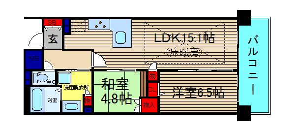 プレサンスロジェ難波グランドウエスト(2LDK/8階)の間取り写真