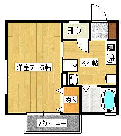セジュール伴安(1K/2階)の間取り写真