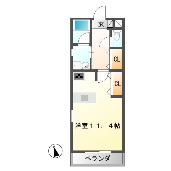 ピエーノ(ワンルーム/3階)の間取り写真