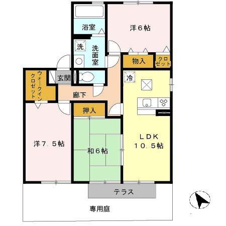 サンステージ海浜 ウエスト(3LDK/1階)の間取り写真