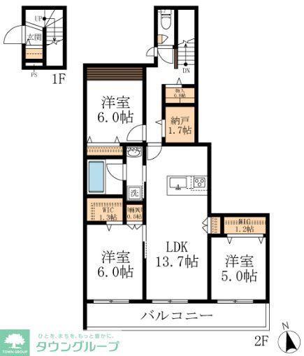 グリーンタウン赤坂(3LDK/2階)の間取り写真