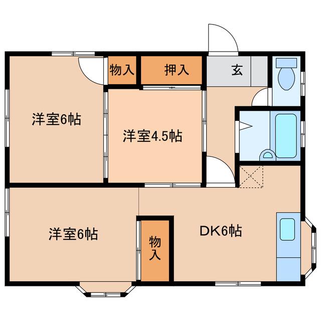 チェリーハイツA棟(3DK/1階)の間取り写真