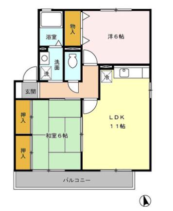 リシェスM(2LDK/2階)の間取り写真