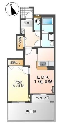 エポックタウン(1LDK/1階)の間取り写真
