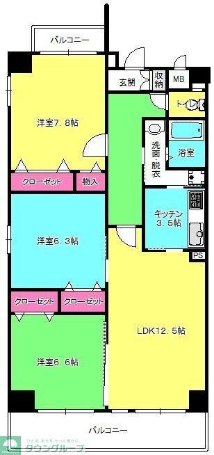 OKI-V(3LDK/8階)の間取り写真