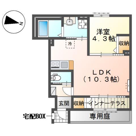 リファインド レジデンス(1LDK/1階)の間取り写真