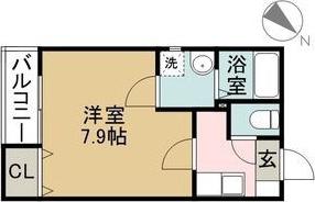 クレフラスト広川A(1K/1階)の間取り写真