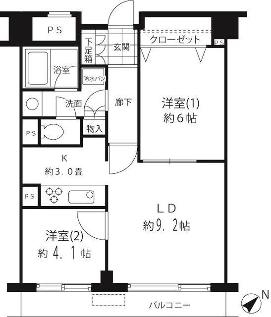 ルシマン月島(2LDK/12階)の間取り写真