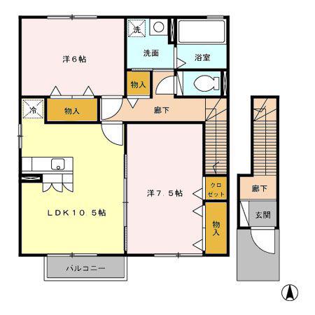 シャトレー・マグノリア(2LDK/2階)の間取り写真