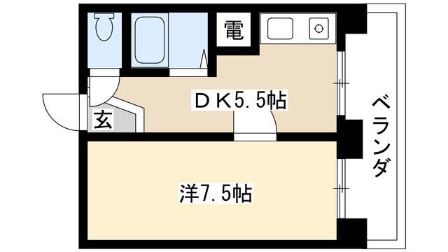 藤見ケ丘ASビル(1DK/4階)の間取り写真