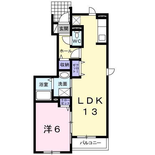 グラース アン ポタジェ II(1LDK/1階)の間取り写真