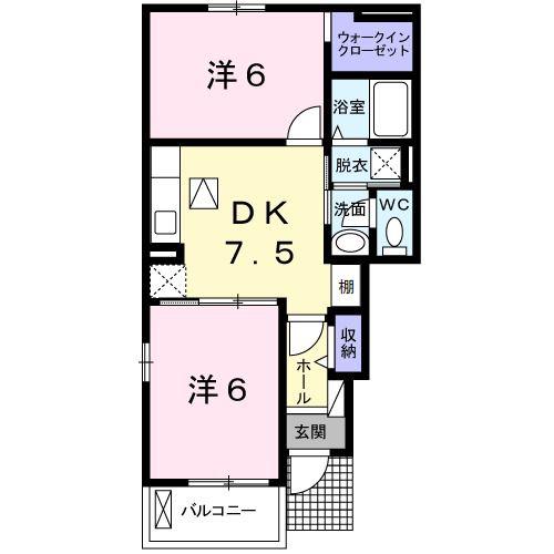 インペリアルII(2DK/1階)の間取り写真