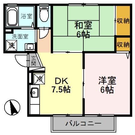 Dポルトー(2DK/2階)の間取り写真