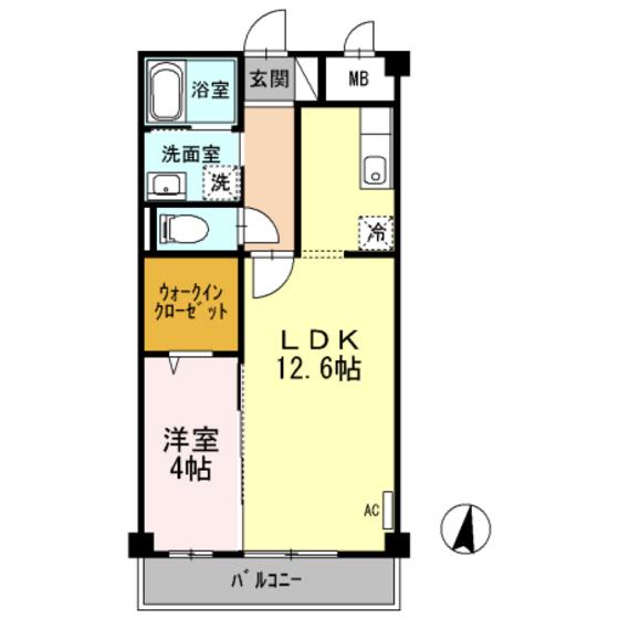 グランドゥール宮内(1LDK/2階)の間取り写真