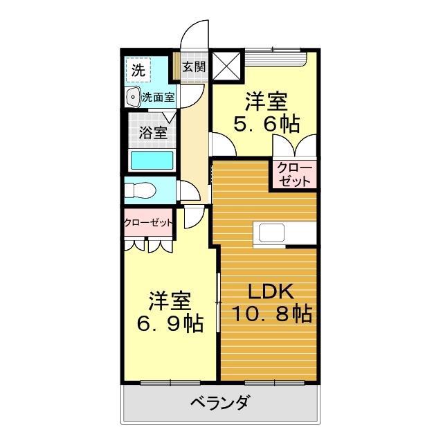 ペティ ルミナス(2LDK/2階)の間取り写真