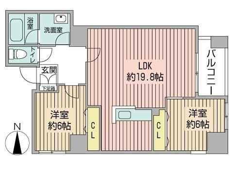ガルム リマイン(2LDK/2階)の間取り写真