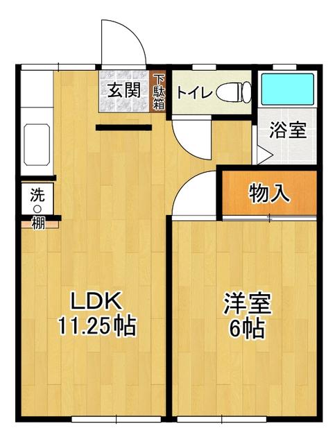 ハイツ深志(1LDK/2階)の間取り写真