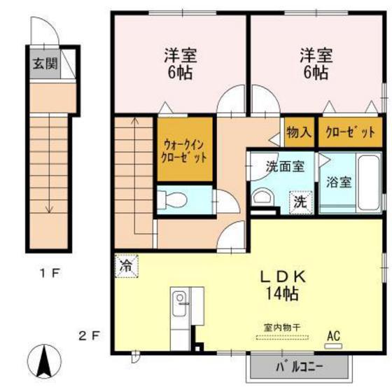 ブランズ天正寺(2LDK/2階)の間取り写真