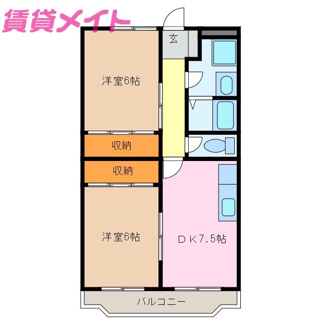 プラドール92(2DK/2階)の間取り写真