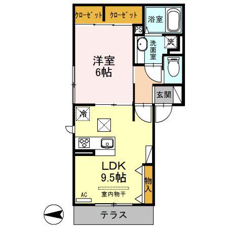 ALFIERI(1LDK/1階)の間取り写真