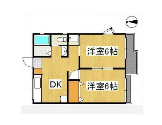 リベール倉敷(2DK/2階)の間取り写真