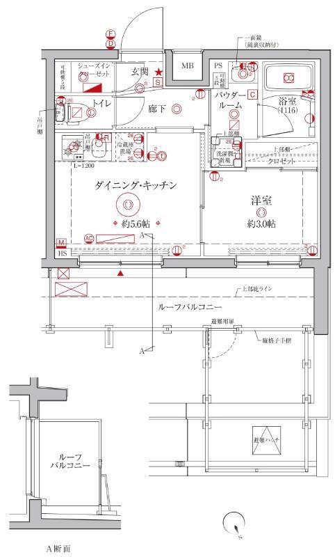 クレイシアアイディーゼット横浜大倉山(1DK/5階)の間取り写真