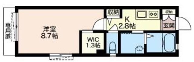 ヴィーブル(1K/1階)の間取り写真