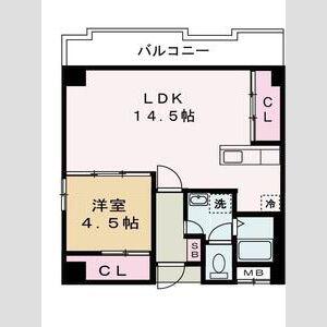 シャトー三和III号館(1LDK/4階)の間取り写真