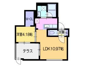ラ・シュエットS6W14(1LDK/1階)の間取り写真