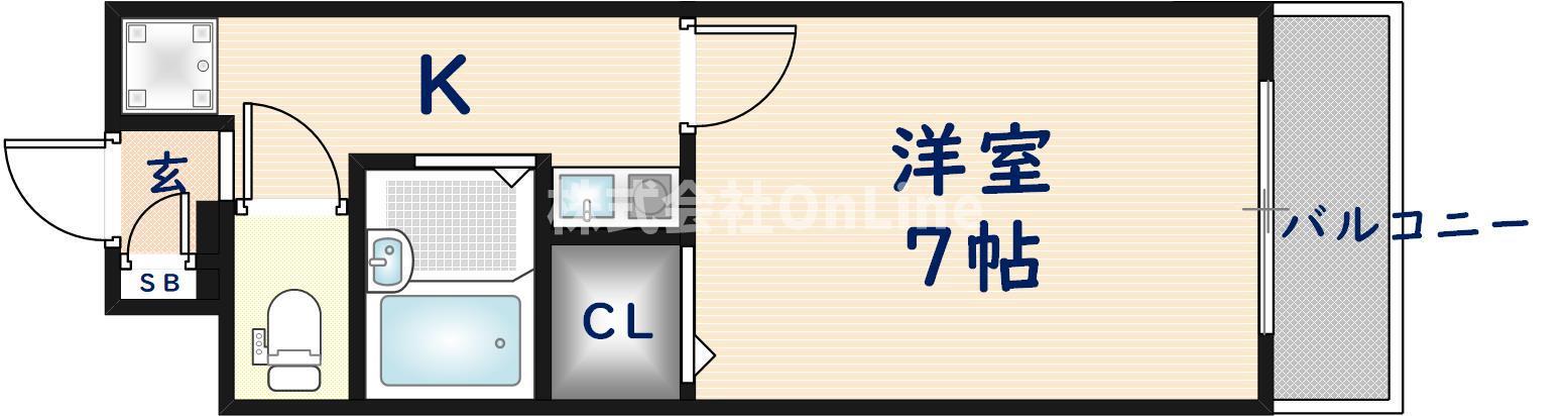 シャインヒル(1K/2階)の間取り写真