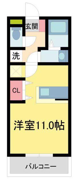 メゾンダイコー石橋(ワンルーム/2階)の間取り写真