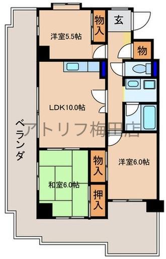 メゾンエルミタージュ(3LDK/5階)の間取り写真