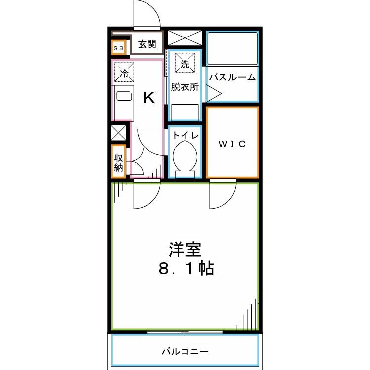 ウエスト VILLAGE 弐番館(1K/2階)の間取り写真
