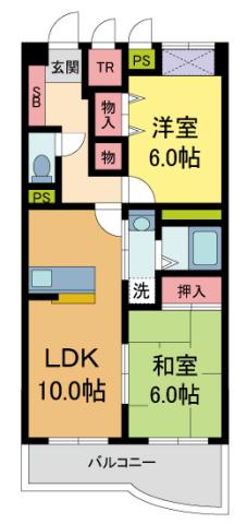 アルティオーレ甲東園(2LDK/4階)の間取り写真