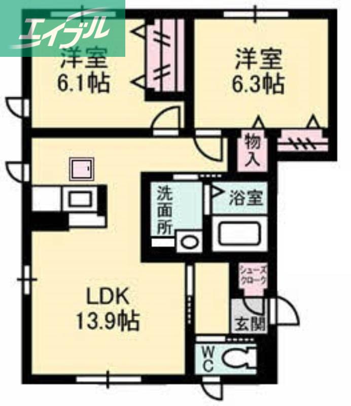 エフィカス(2LDK/1階)の間取り写真