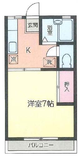 ベルメゾン大野(1K/1階)の間取り写真