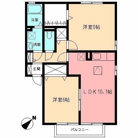 マノワール.ヒサシII(2LDK/1階)の間取り写真