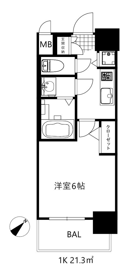 ファーストフィオーレ神戸スペラーレ(1K/2階)の間取り写真