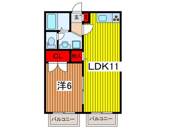 パークハイム松原(1LDK/2階)の間取り写真