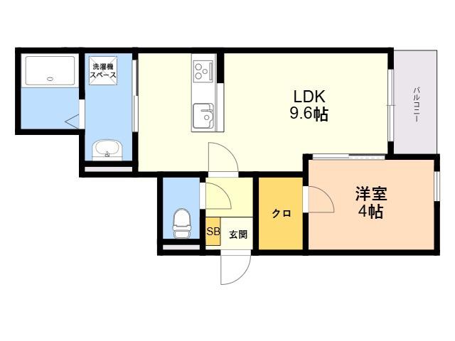 クリーク下山門Ⅰ(1LDK/1階)の間取り写真