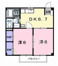 ニューシティこじま21(2DK/2階)の間取り写真