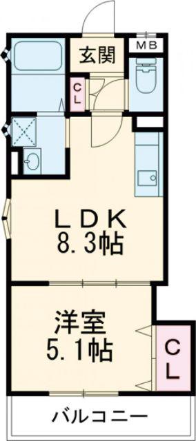クリエオーレ常盤町(1LDK/2階)の間取り写真