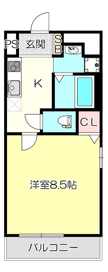 GLS 小路東(1K/6階)の間取り写真