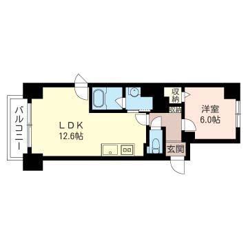 COMODO22(1LDK/9階)の間取り写真