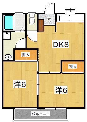 星崎第2アパート(2DK/2階)の間取り写真