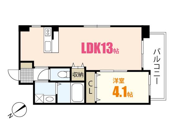 GREENSTREET本館(1LDK/2階)の間取り写真