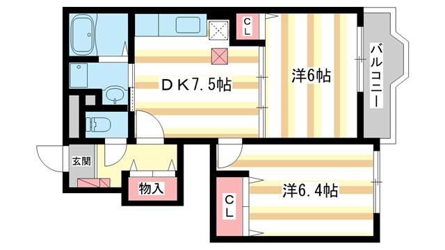 リアフォレストサガラ(2DK/1階)の間取り写真