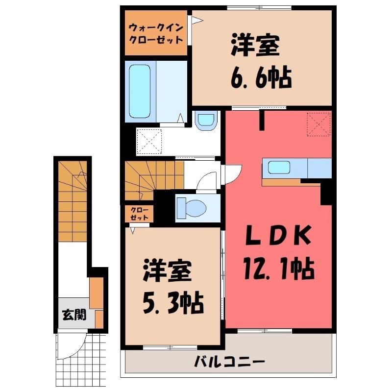 サングレイスA(2LDK/2階)の間取り写真