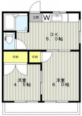 矢崎ハイツ(2DK/2階)の間取り写真