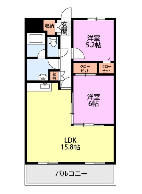 グランシャリオII(2LDK/1階)の間取り写真